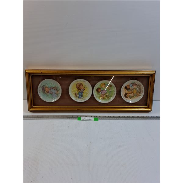 Mother's Day Plate Collection in Frame - 1980's - 27" x 9"