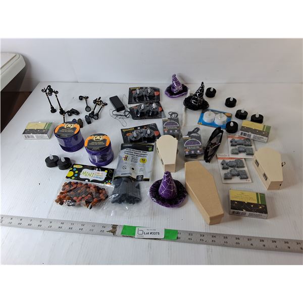 Halloween Decor- String Lights, Battery Powered Tealights, Ribbon, Misc.