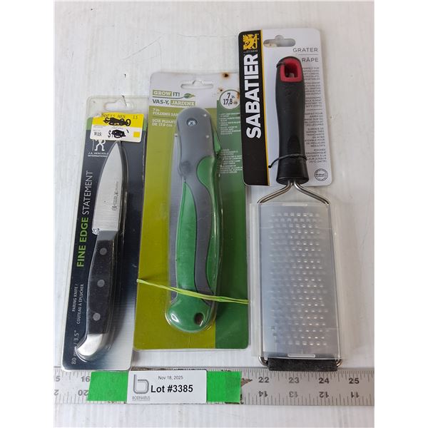 Folding Saw, Grater, Paring Knife- Appear New