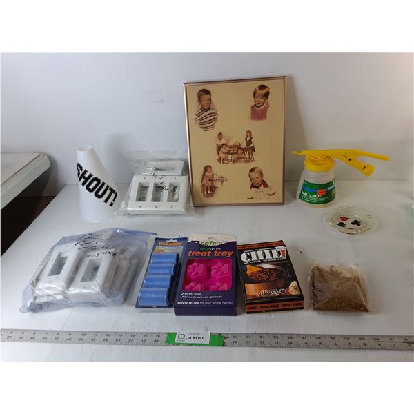 Wall Plates, Dog Bags, Glass Ashtray, Misc.