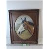 Horse Painting with Wooden Frame 25.75" x 21.25", Cannot Ship