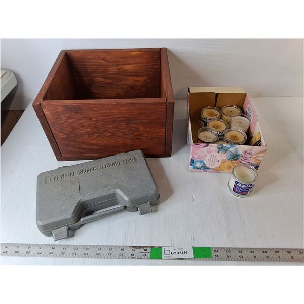 Wooden Storage Box 13.5" x 8", Menora Candles, Plastic Storage Case