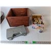 Image 1 : Wooden Storage Box 13.5" x 8", Menora Candles, Plastic Storage Case