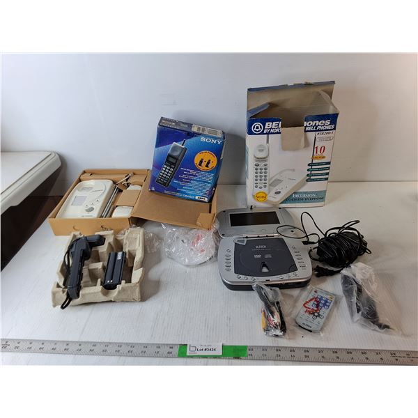 Portable DVD Player- Powers On, Retro Cell Phone & Home Phone