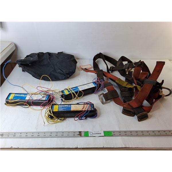 Fluorescent Ballasts, Safety Harness, Duffel Bag