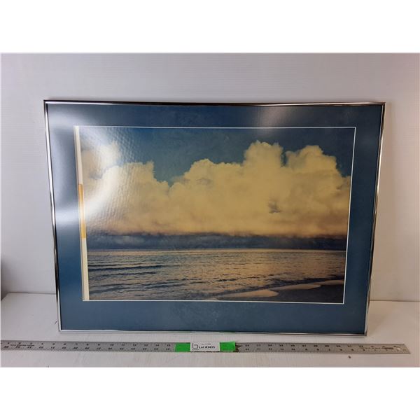 Framed Beach Photo, Some Staining 28.25" x 20.5", Canot Ship