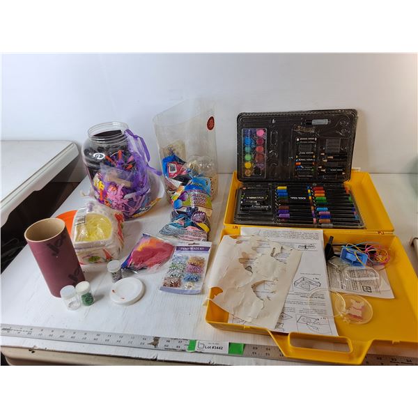 Plastic Case, Balloons, Glass Beads, Misc.