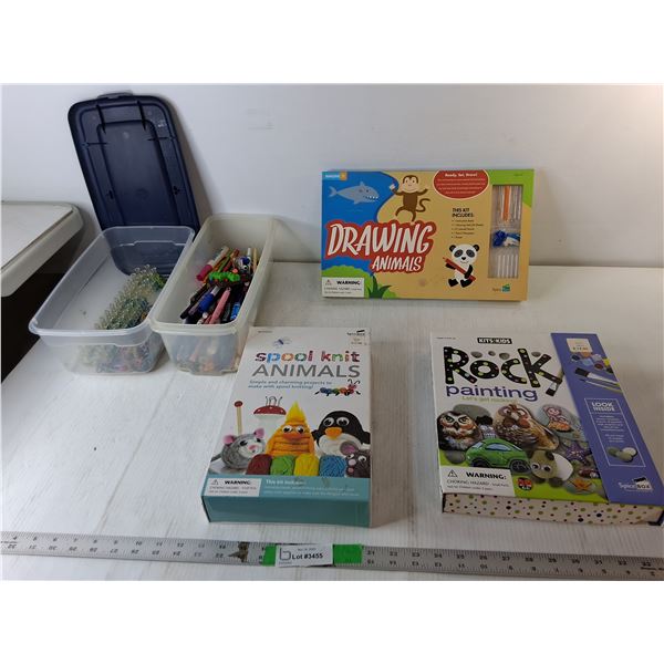 Art Kits- Drawing Animals, Rock Painting, Spool Knit Animals, Misc. As Is