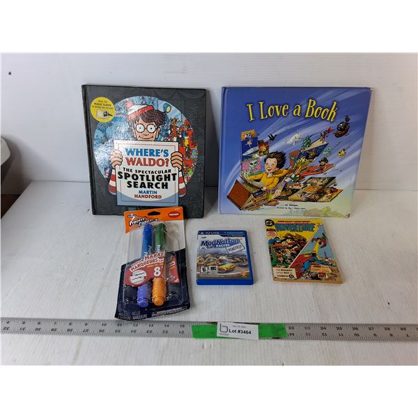 Where's Waldo Book, Mod Nation Racer PSVita Game, Jumbo Marker, Misc.