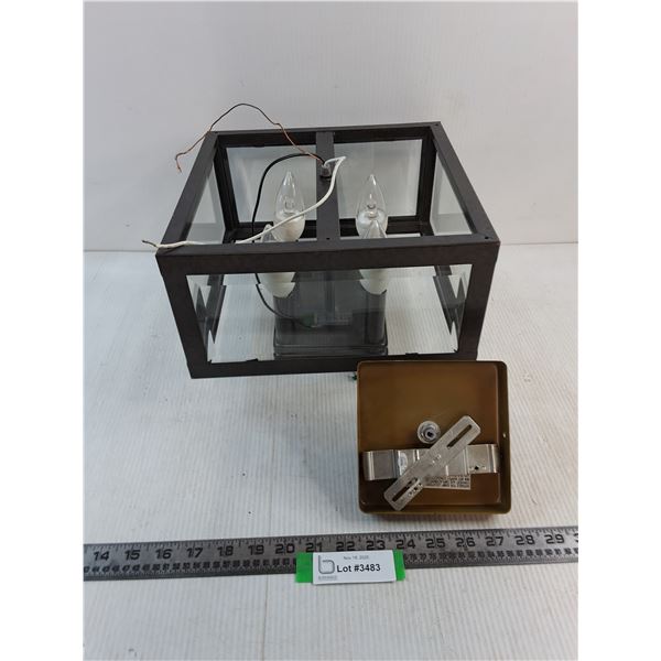 Black Metal 4-Light Light Fixture - 11x11x11" - Untested