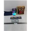 Image 1 : Starry Night Projector Alarm Clock - Tested, Decor Hooks, Metal Anchors, Vintage Mexican Dolls, Misc