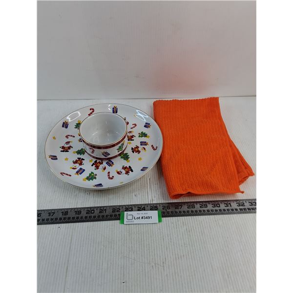 Christmas Platter Set, Orange Tea Towel