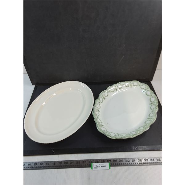 (2) Porcelain Platter Dishes - 16" x 12"