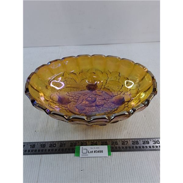 Vintage Carnival Glass Center-Piece Bowl - Cracked - 12x9x4.5"