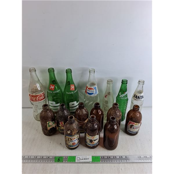 Various Vintage Glass Bottles - Pepsi Cola, Fanta, 7Up