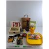 Exit Sign, Sunglasses, The Lone Ranger Book, Maraca, Flashlight, Misc