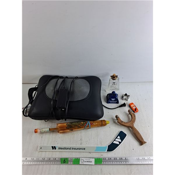 Massager Pillow - Powers On, As Is, Mini Hockey Stick, SlingShot, Givenchy Perfume Bottle, Cow Bell,