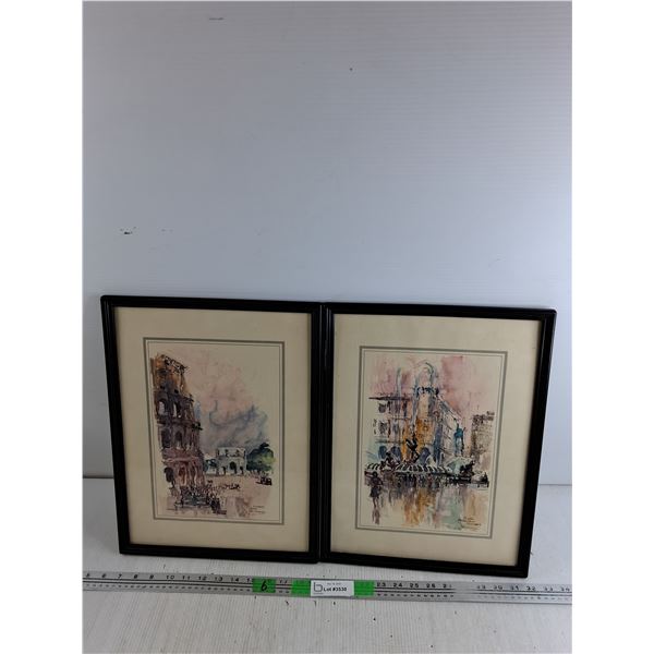 (2) Framed Wall Art Prints 17" x 13"