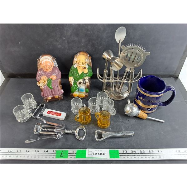 Retirement Fund Coin Banks, Ceramic Mug, Shot Glasses, Bottle & Wine Openers