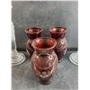 Image 3 : (2) Shannon Crystal Candle Holders, (3) Ruby Glass Vases
