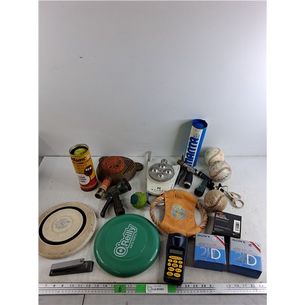 Distance Measurer, Baseballs, Micro Floppy Disks, Turret Sprays, Frisbee, Stapler, Dog Throw Toy