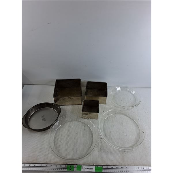 Metal Baking Dishes, (3) Glass Pie Dishes