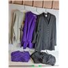 Image 1 : Grey Sweatshirt, Purple Cardigan, Black Button Up Shirt With Matching Pants, T-Shirt