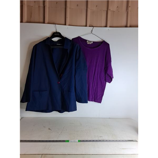 Blue Blazer with Pockets, Purple Tee (M)