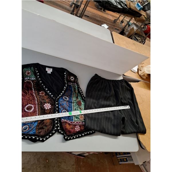80's Vest (L), Black Dress Pants Size 16