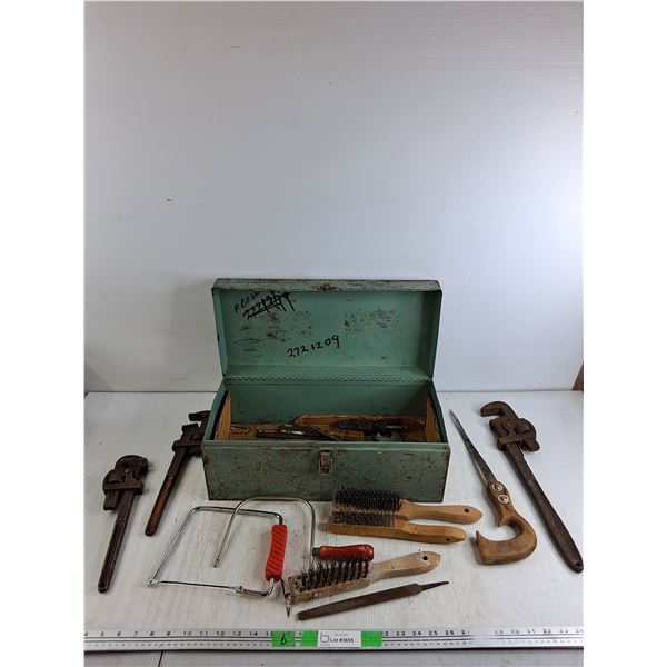 Pipe Wrenches, Metal Brushes, Metal Files, Screwdrivers, Metal Tool Box, Misc