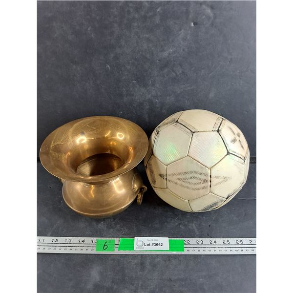 Brass Spittoon 8" x 6", Soccer Ball