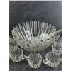 Image 4 : Glass Punch Bowl, Ladle, Cups - PICK UP