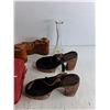 Image 3 : CAA Bag, (2) Ladies Original 70s Platform Shoes - Size 8 1/2", Glass Vase 9"