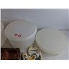 Image 3 : Tupperware Containers with Lids, Wooden Bowls, Oven Mitt