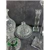 Image 4 : Crystal Butter Dish, Liquor Decanter, Candle Holders