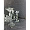 Image 5 : Crystal Butter Dish, Liquor Decanter, Candle Holders