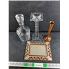 Image 1 : Crystal Liquor Decanter, Candle Holder, 8" Copper Vase, Picture Frame 9" x 7"