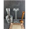 Image 2 : Crystal Liquor Decanter, Candle Holder, 8" Copper Vase, Picture Frame 9" x 7"