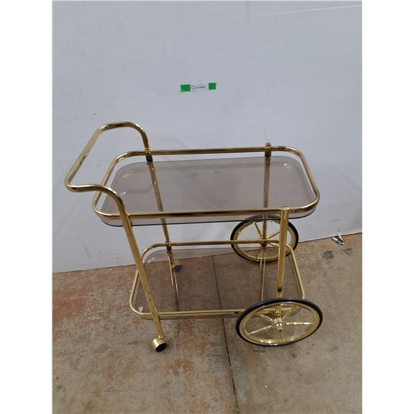 *Vintage Brass & Glass Bar Cart 26" x 14" x 29", Cannot Ship