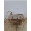 Image 2 : *Vintage Brass & Glass Bar Cart 26" x 14" x 29", Cannot Ship