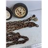 Image 4 : (3) 7.50 x 1.75 Lawnmower Wheels, Chains - 12' & 40"
