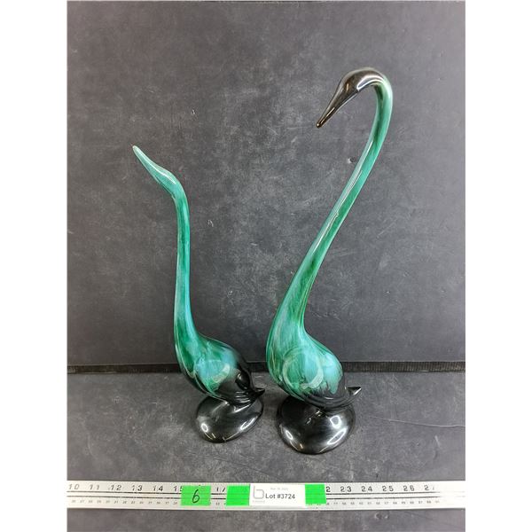 Blue Mountain Pottery Swans 16" and 18"