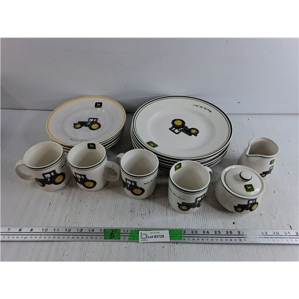 John Deere Ceramic Dining Plates, Mugs, Cream & Sugar Set