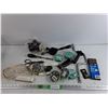 Dust Cartridges, Sanding Belt, Hand Drill, Tin Shears, Respirator, Safety Goggles, Misc