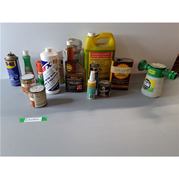 (2) WD-40, PH-7 Hair Shampoo, (3) Wood Stain, Antifreeze, Fuel Injector Cleaner, Misc- Cannot Ship