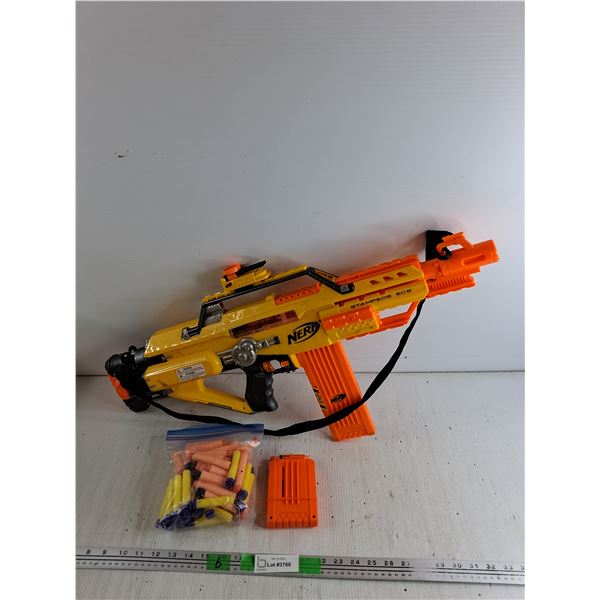 Nerf Stampede ECS Gun, Nerf Gun Bullets, Mag - As Is