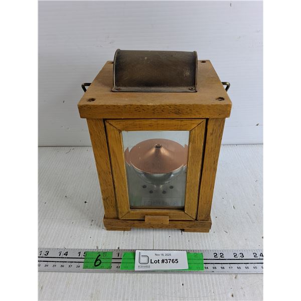 Vintage Style Wooden & Metal Oil Lamp