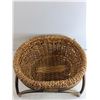 Image 2 : Woven Wicker Basket with Wooden Stand 19" x 15" x 12", Pickup Preferred