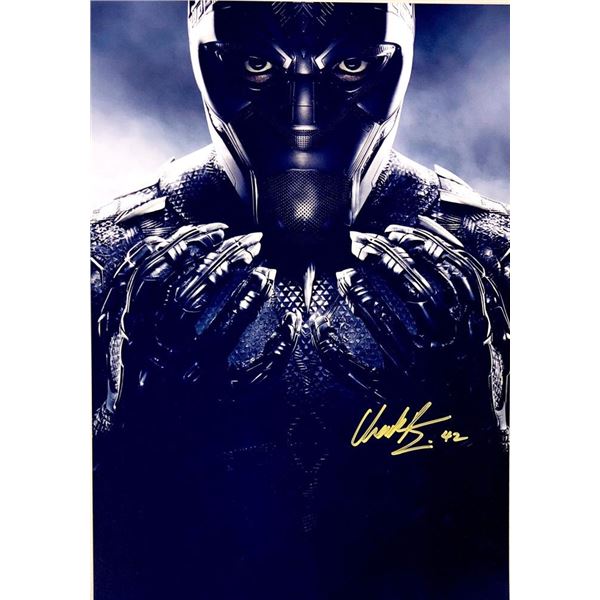 Black Panther Chadwick Boseman facsimile signed movie photo