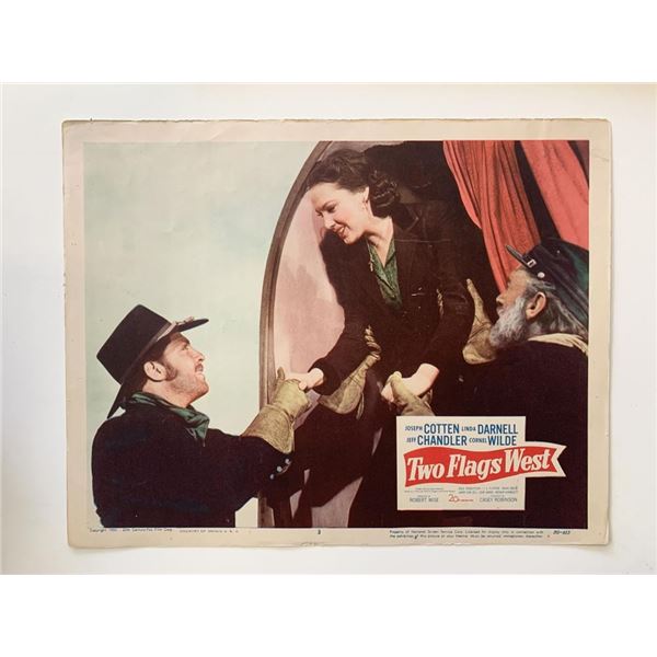 Two Flags West original 1950 vintage lobby card